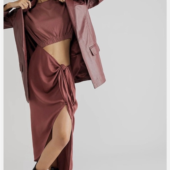 Free People Dresses & Skirts - Free People Midi Dress and Jacket Set in Deep Mauve